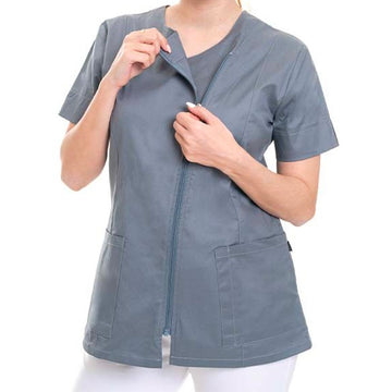 blouse grise oury creation zip