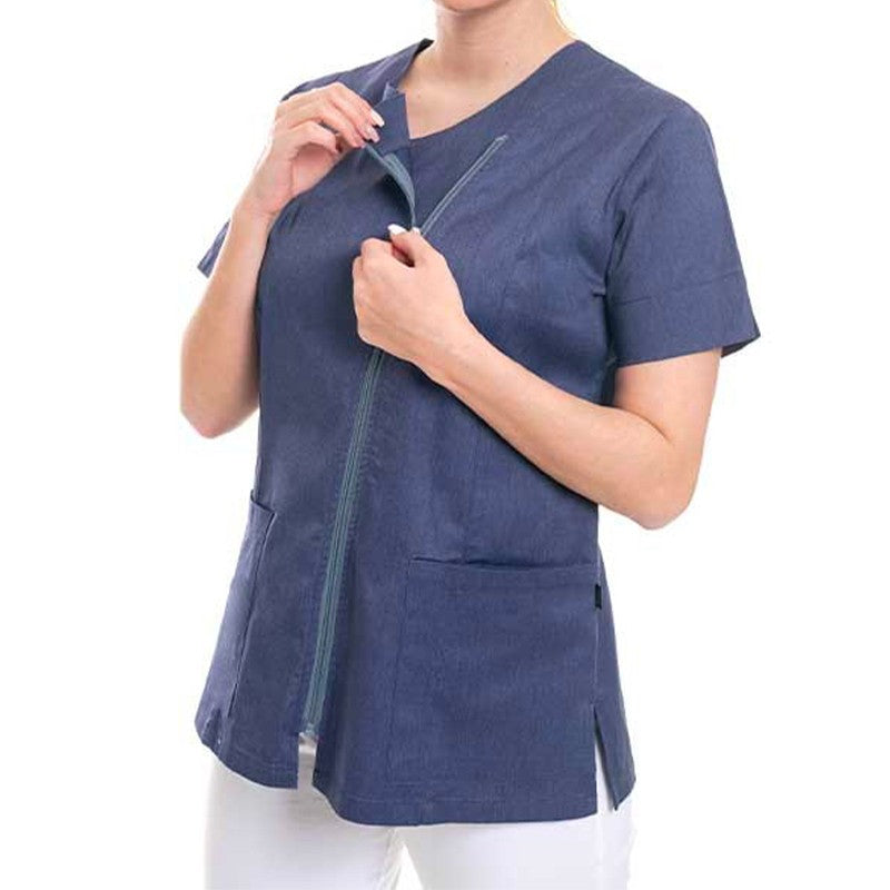 Tunique ambre denim Oury détail ouverture zip