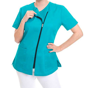 Tunique à zip asymétrique bleu pétrole