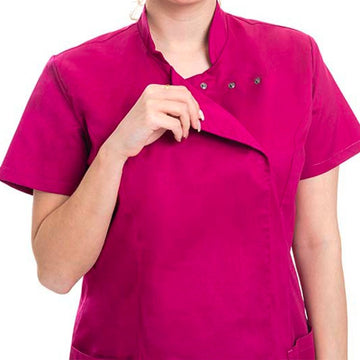 détail pression buchette blouse eva framboise