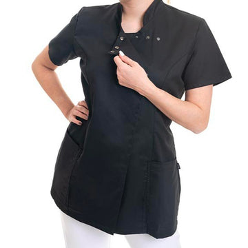 Blouse esthéticienne EVA noire détail boutons