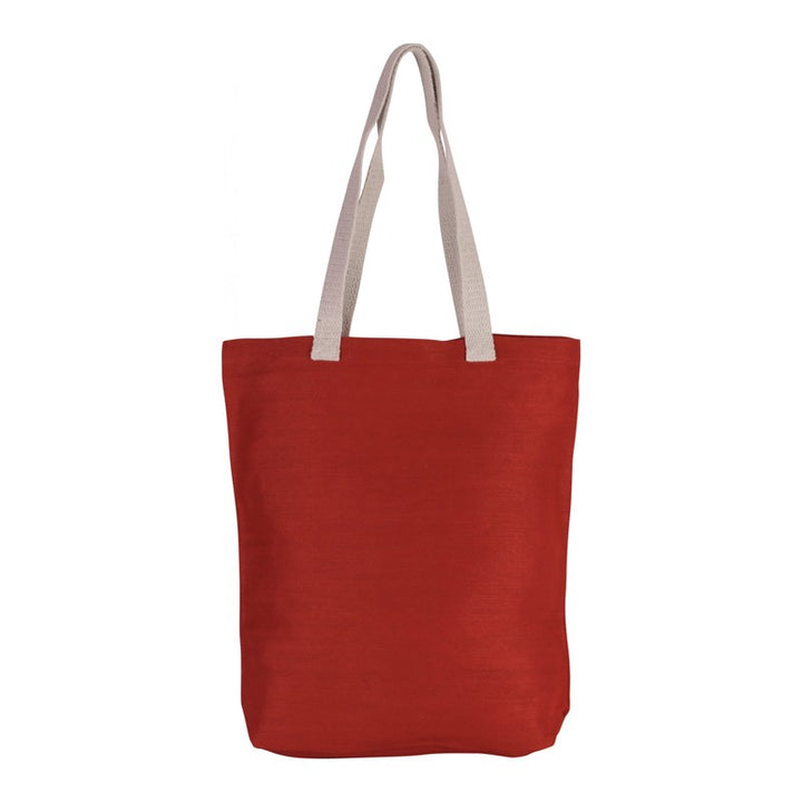 Sac de Shopping en Jute et Coton - KIMOOD I Rouge