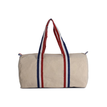 Sac Fourre-Tout en Toile de Coton Beige et Bleu Blanc Rouge  - KIMOOD