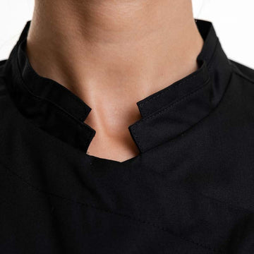 veste cuisine noir col officier