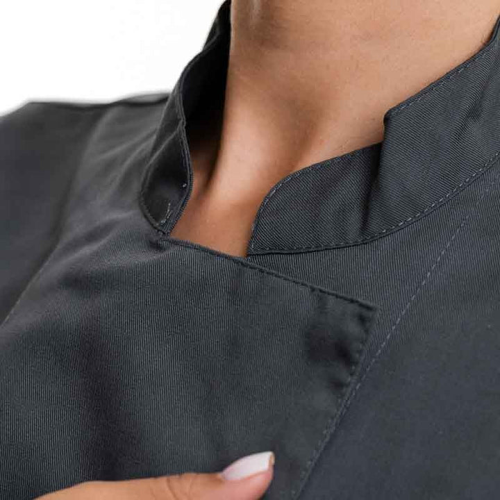 Veste de Cuisine Femme Manches Longues UNERA Anthracite - ROBUR I Zoom Col