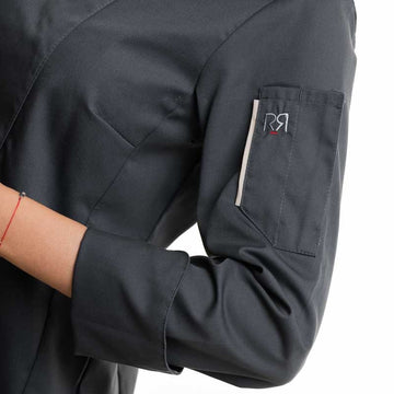 Veste de Cuisine Femme Manches Longues UNERA Anthracite - ROBUR I Details Manche Gauche