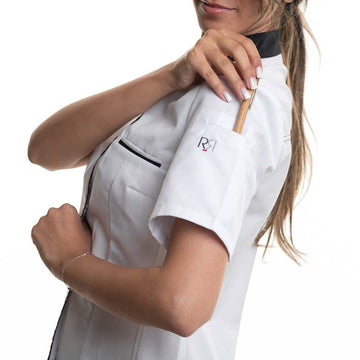 Veste de Cuisine Elbax Manches Courtes Blanc/Noir - ROBUR - 4