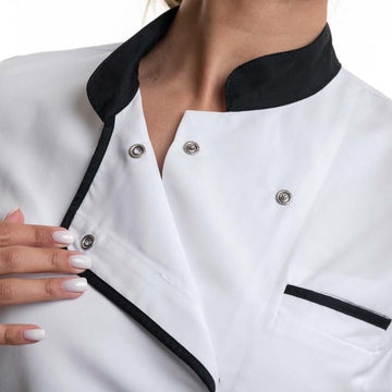 Veste de Cuisine Femme Manches Longues EXPRESSION Blanc/Noir - ROBUR - 6