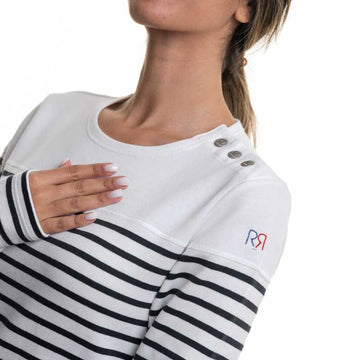 T-Shirt de Travail Femme Manches Longues Marinière Ancre - ROBUR - 6