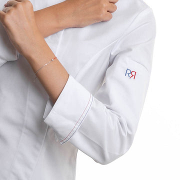 Veste de Cuisine Femme Manches Longues Alpilles Blanc - ROBUR I Details manches