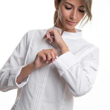 veste cuisine femme détails haut de gamme