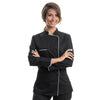 Veste de Cuisine Femme Manches Longues Noire Liseré Blanc - MANELLI