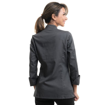 Veste de Cuisine Femme Manches Longues UNERA Anthracite - ROBUR I Dos