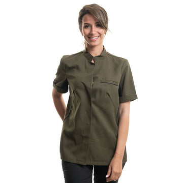 Veste de Cuisine Femme Manches Courtes Escale Olive/Noir - ROBUR - 3