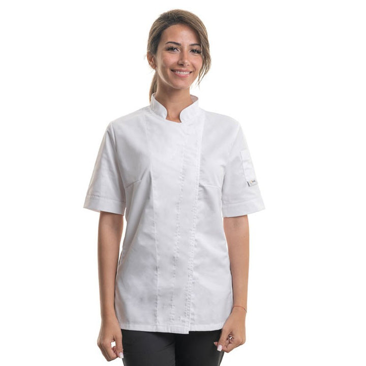 Lady light Manelli veste de cuisine femme blanche manches courtes
