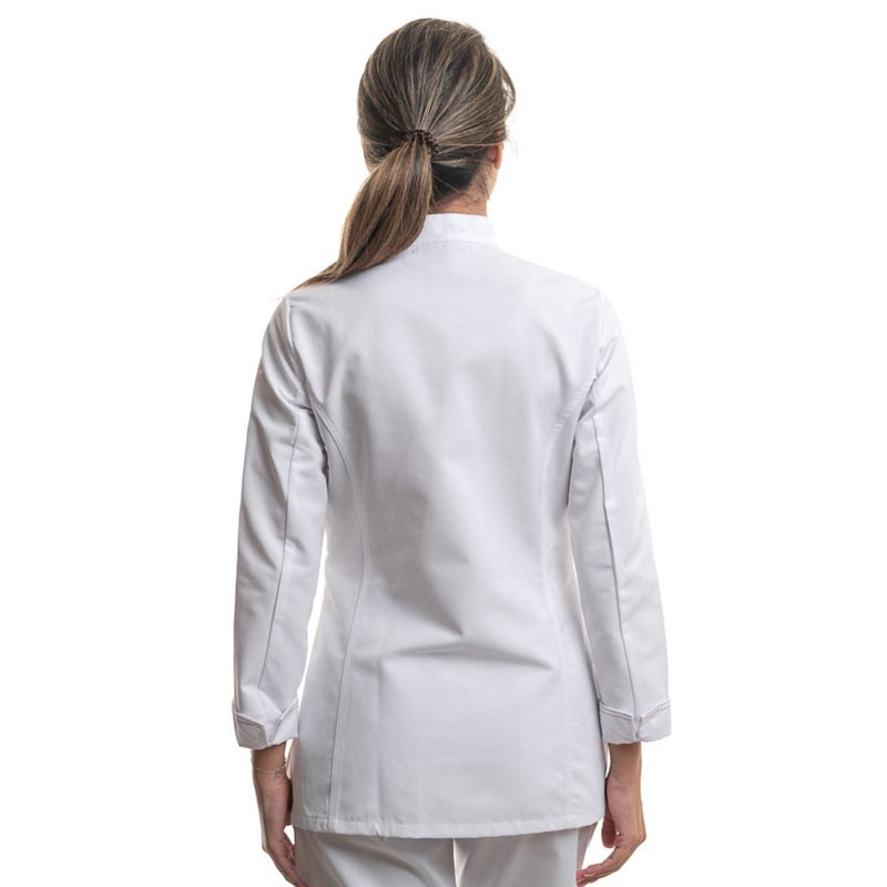 Veste de Cuisine Femme Manches Longues Alpilles Blanc - ROBUR I Dos
