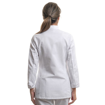 Veste de Cuisine Femme Manches Longues Alpilles Blanc - ROBUR I Dos