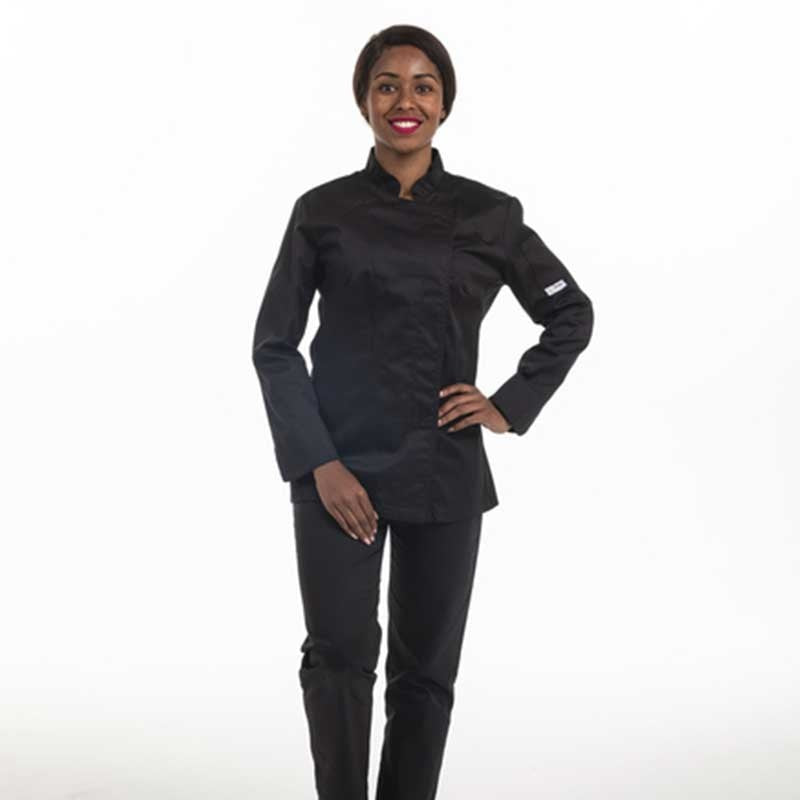 Veste de Cuisine Noire Femme Manches Courtes Grande Taille - MANELLI