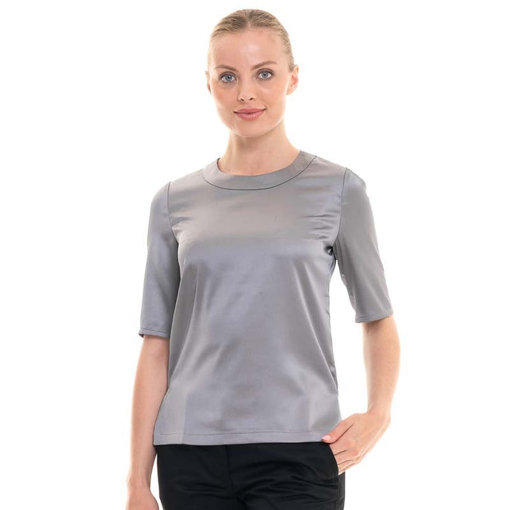 blouse satinée grise