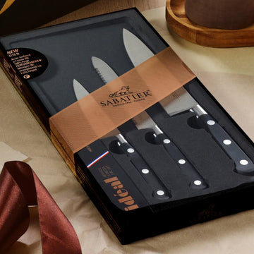 Coffret 3 Couteaux Office, Universel et Chef Rivets Laiton 100% Forgé - SABATIER