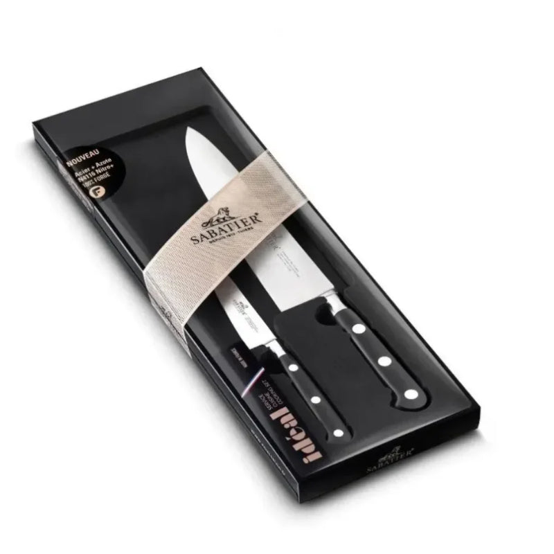 Coffret 2 Couteaux Chef et Office Rivets Inox 100% Forgé - SABATIER