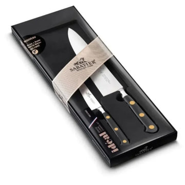Coffret 2 Couteaux Chef et Office Rivets Laiton 100% Forgé - SABATIER