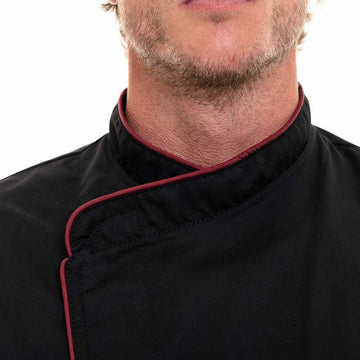 liseré bordeaux veste de cuisine homme