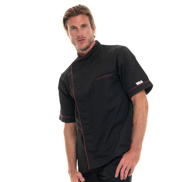 veste cuisine liseré bordeaux manelli