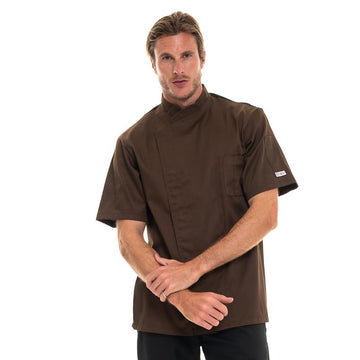 veste cuisine marron manches courtes