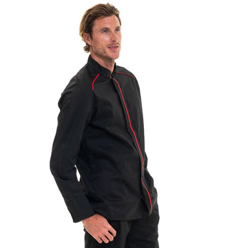 veste cuisine rouge et noir robur
