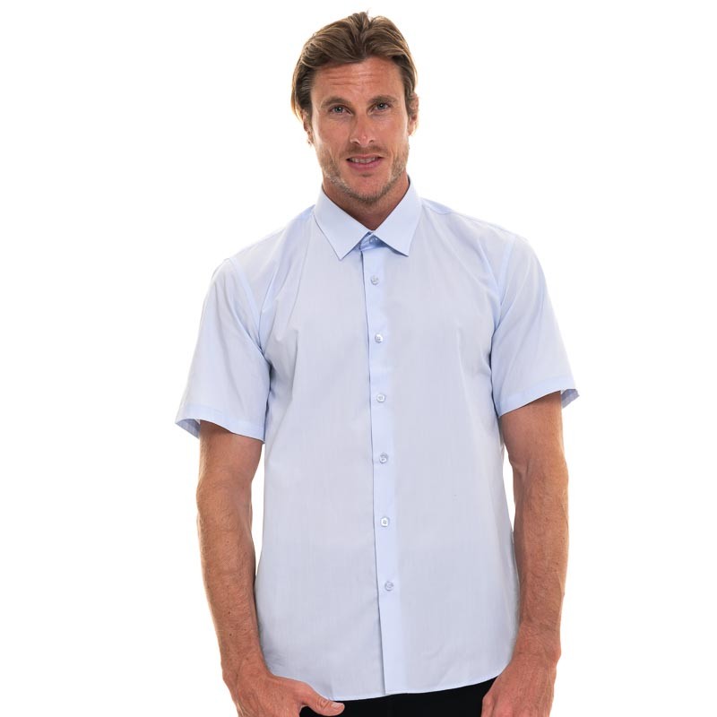 chemise homme manches courtes bleu ciel