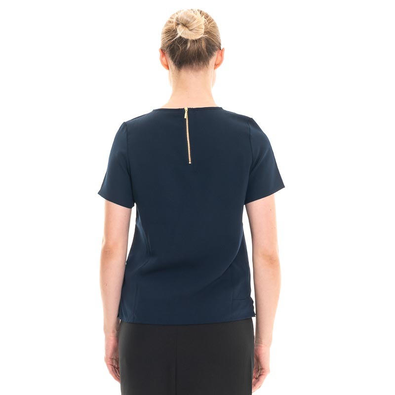 blouse bleue zip doré