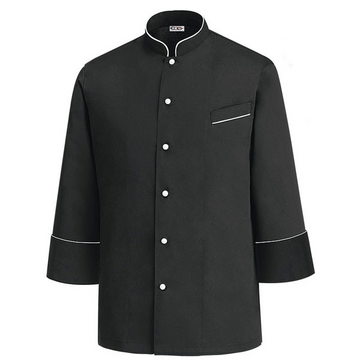 Veste de Cuisine noire dos aéré - Luca, poche poitrine pour cuisinier