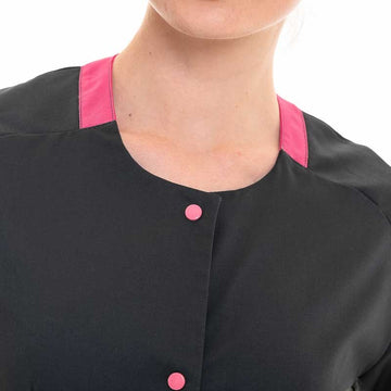 blouse travail boutons roses