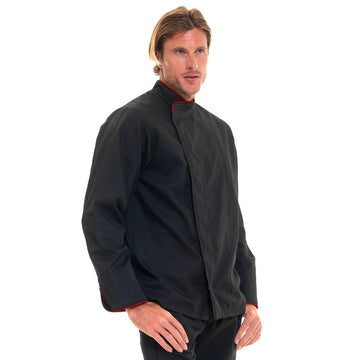 veste patissier noire liseré rouge