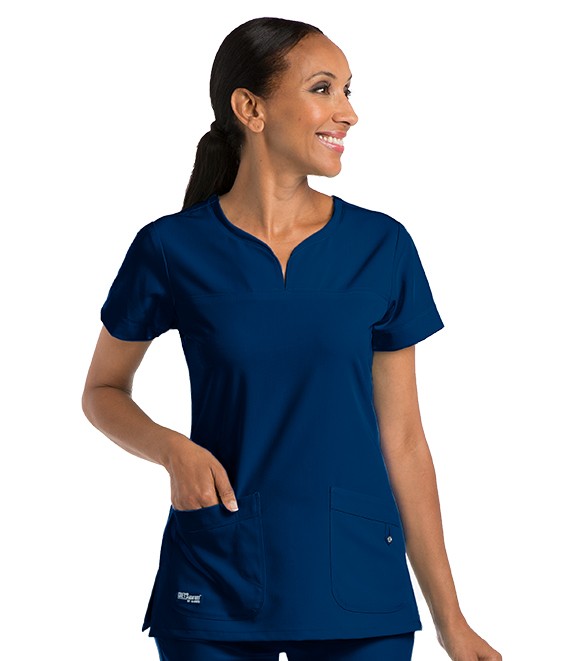 Tunique Médicale Femme Bleu Marine Col V Courbé - GREY'S ANATOMY BY BARCO
