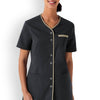 Blouse Médicale Femme Manches Courtes Gris Anthracite Liseré Beige - CLINIC DRESS
