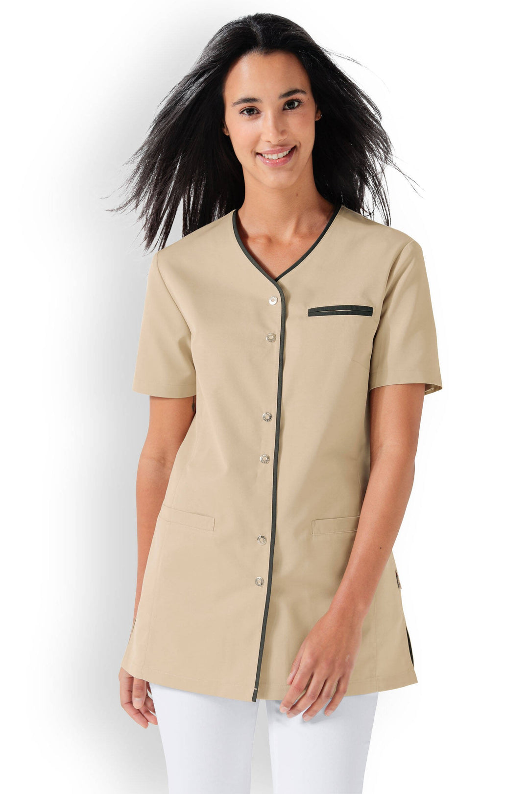 blouse médicale col V beige