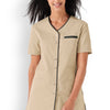 Blouse Médicale et Esthétique Femme Beige Liseré Gris - CLINIC DRESS