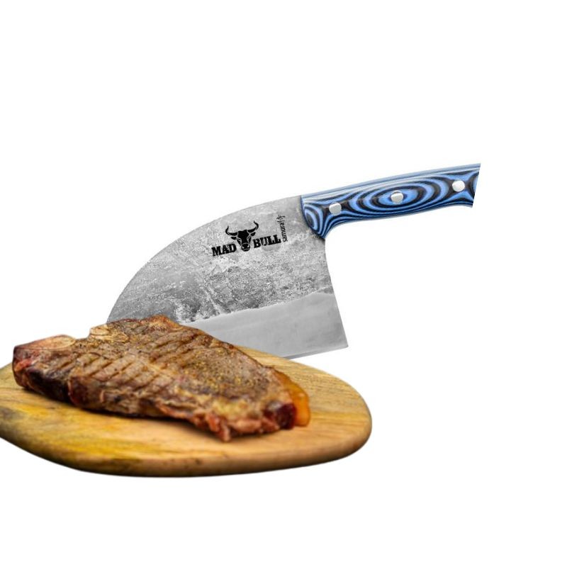 Couteau de chef Serbe bleu et noir MAD BULL - SAMURA
