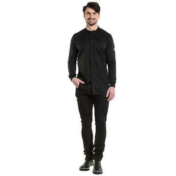 veste cuisine noir moderne élégante chaud devant