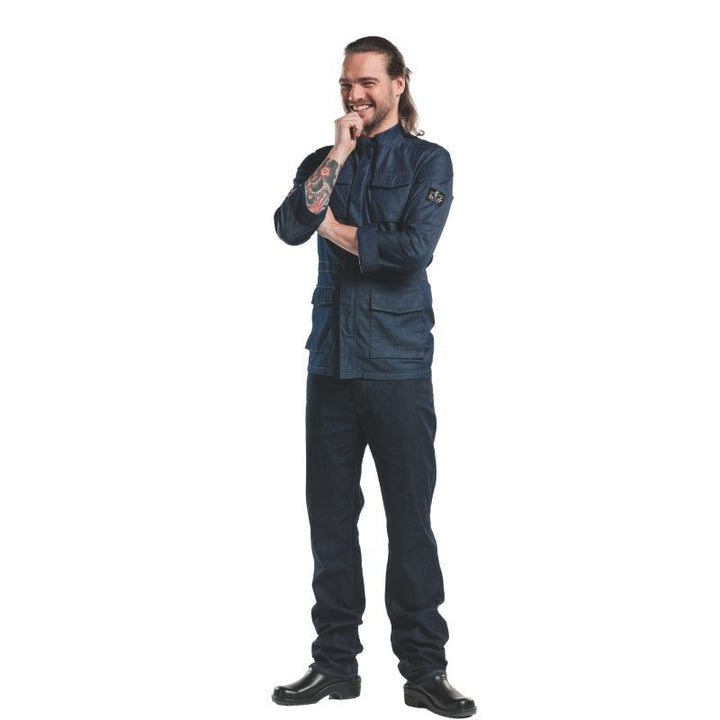 Parka de cuisine bleue denim stretch