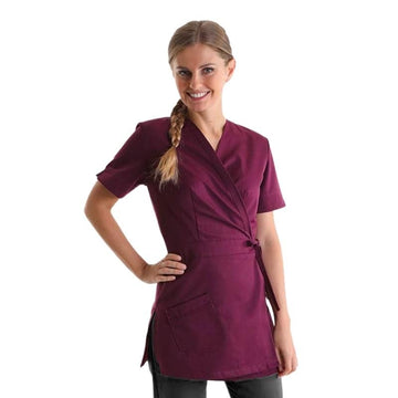 blouse esthéticienne cache coeur prune