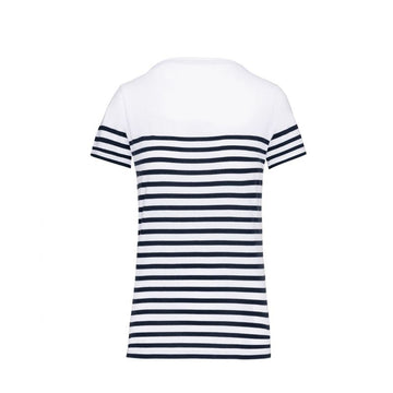 t-shirt toptex femme marin blanc col rond