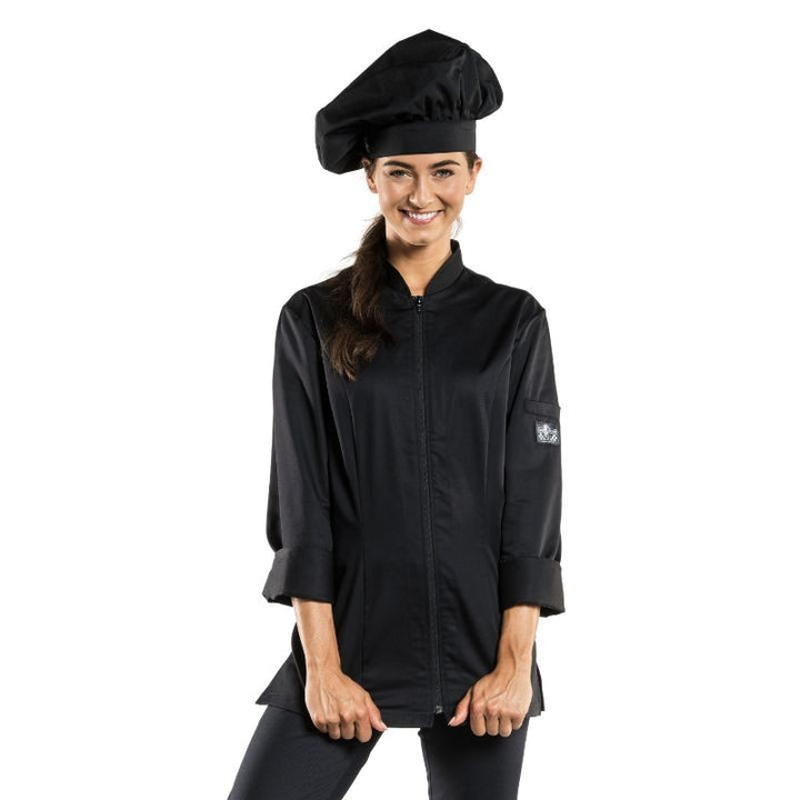 Veste de cuisine noire "Lady Monza" - CHAUD DEVANT