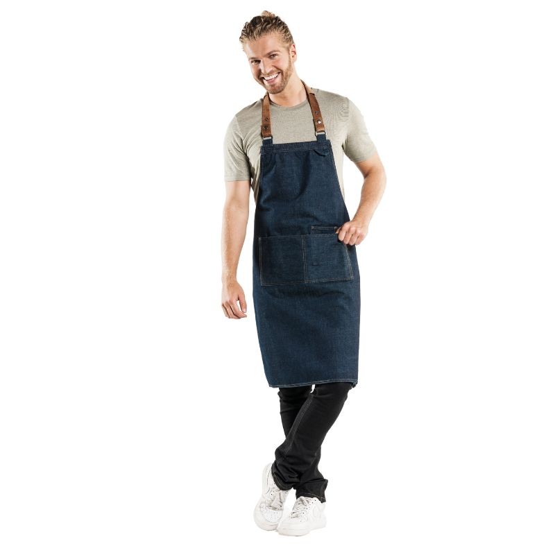 tablier mixte chaud ajustable bleu denim