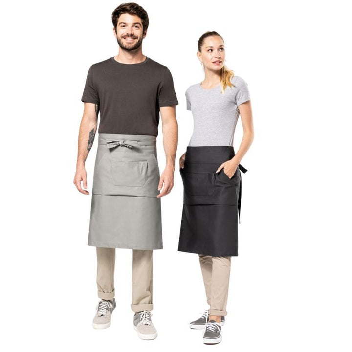 Tablier de cuisine court lifestyle gris clair et gris foncé de TopTex