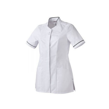 Tunique médicale blanche avec liseré noir