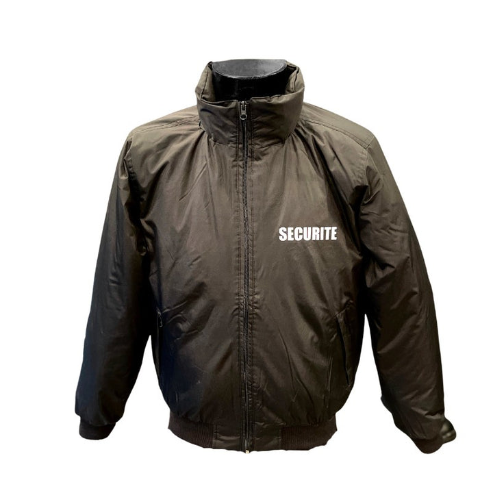 blouson agent de securite noir avec logo sécurité
