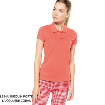 Polo de Travail Femme Manches Courtes Vert Lime Classique - KARIBAN - 4